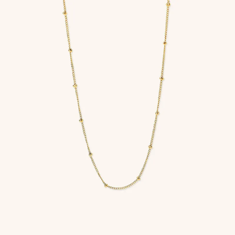 Elegant Gold Chain Necklace with Delicate Beads – 18k Gold-Plated Stainless Steel sold by Hensley London