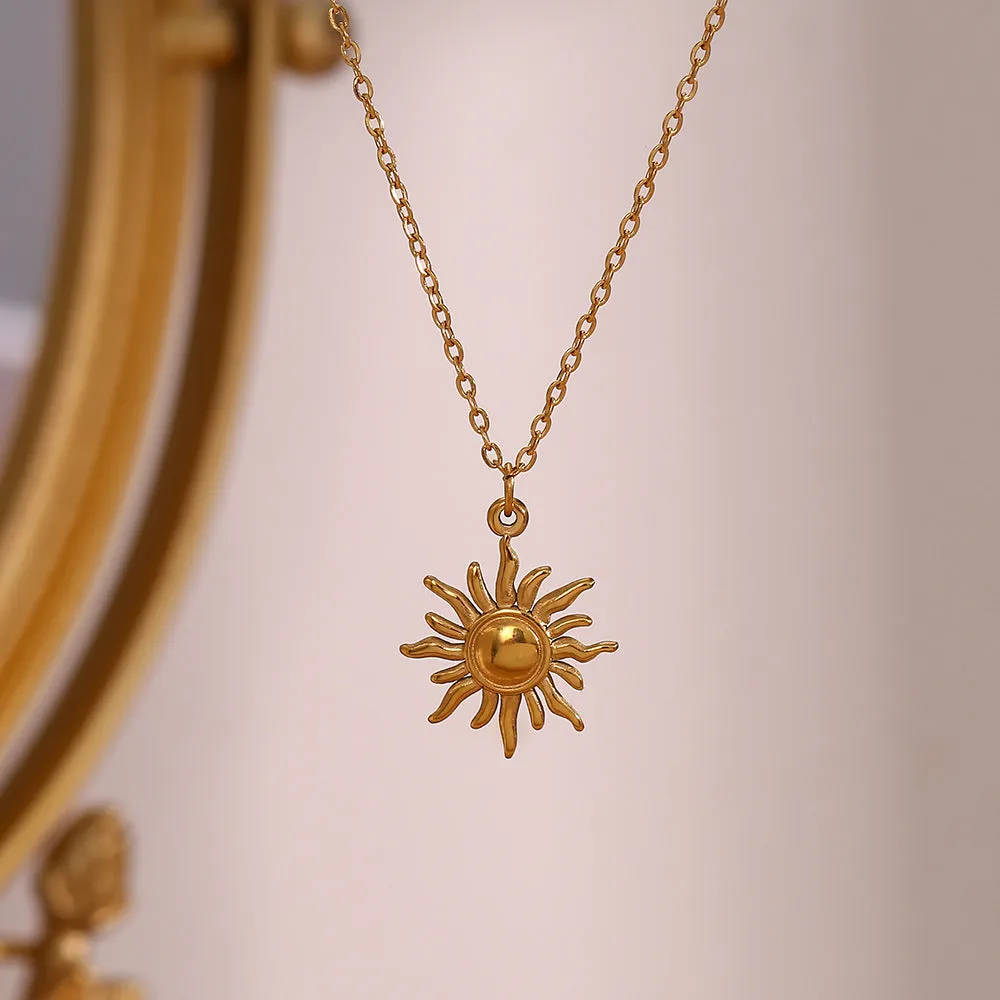 Elegant Sun Necklace in 18K Gold Finish – Hypoallergenic Stainless Steel Jewelry sold by Hensley London product image thumbnail 4