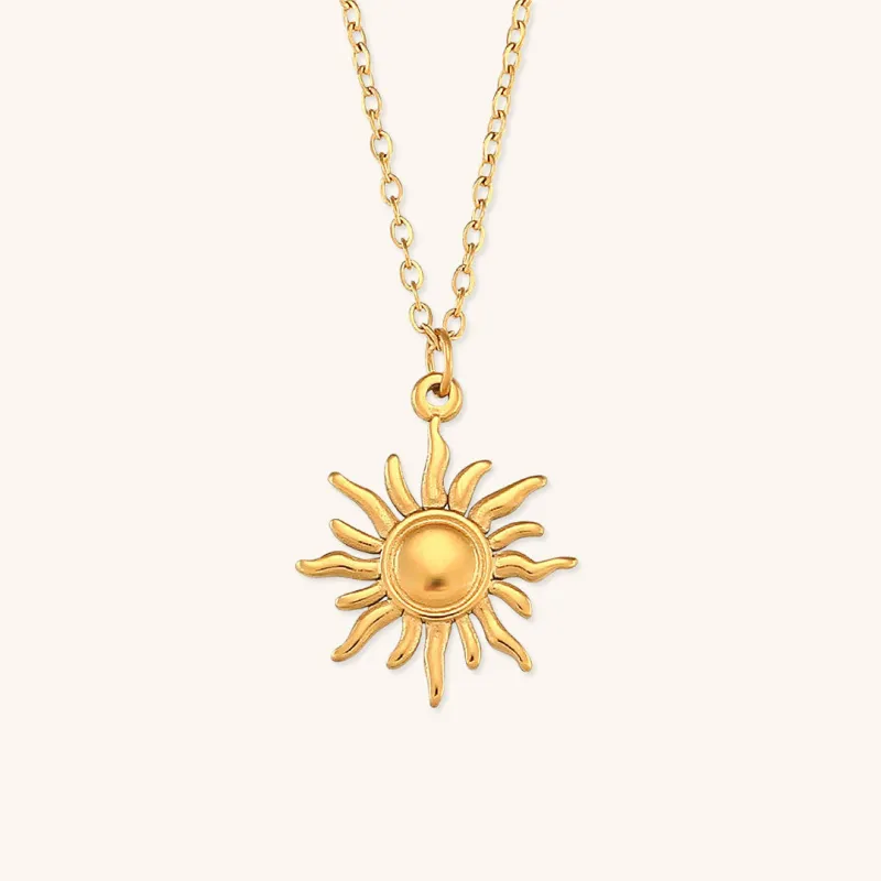 Elegant Sun Necklace in 18K Gold Finish – Hypoallergenic Stainless Steel Jewelry sold by Hensley London