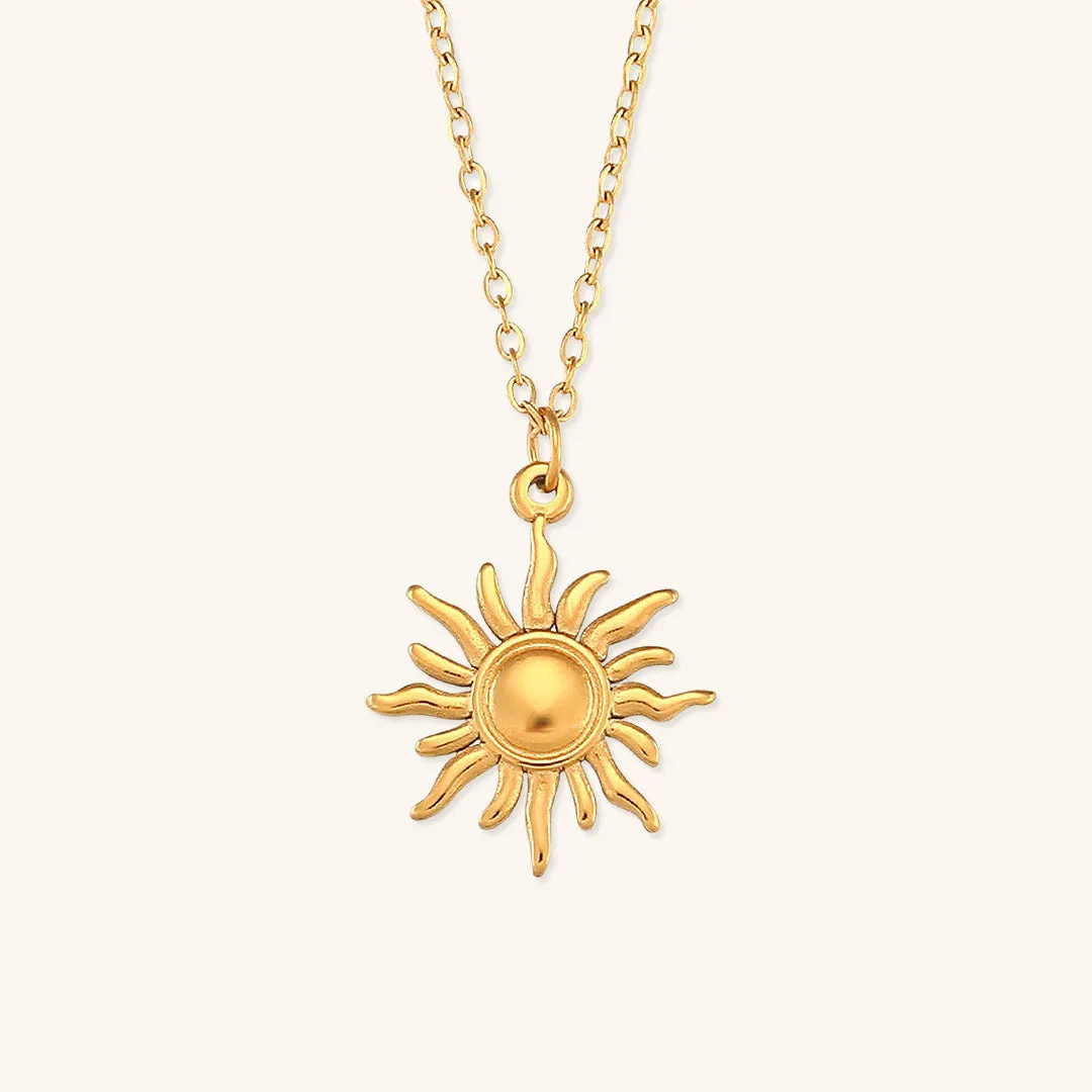 Elegant Sun Necklace in 18K Gold Finish – Hypoallergenic Stainless Steel Jewelry sold by Hensley London