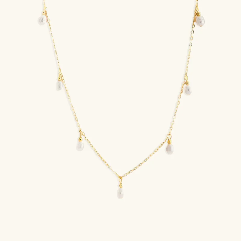 Elegant Freshwater Pearl Necklace with Gold-Plated Stainless Steel – 17 Inches Length sold by Hensley London