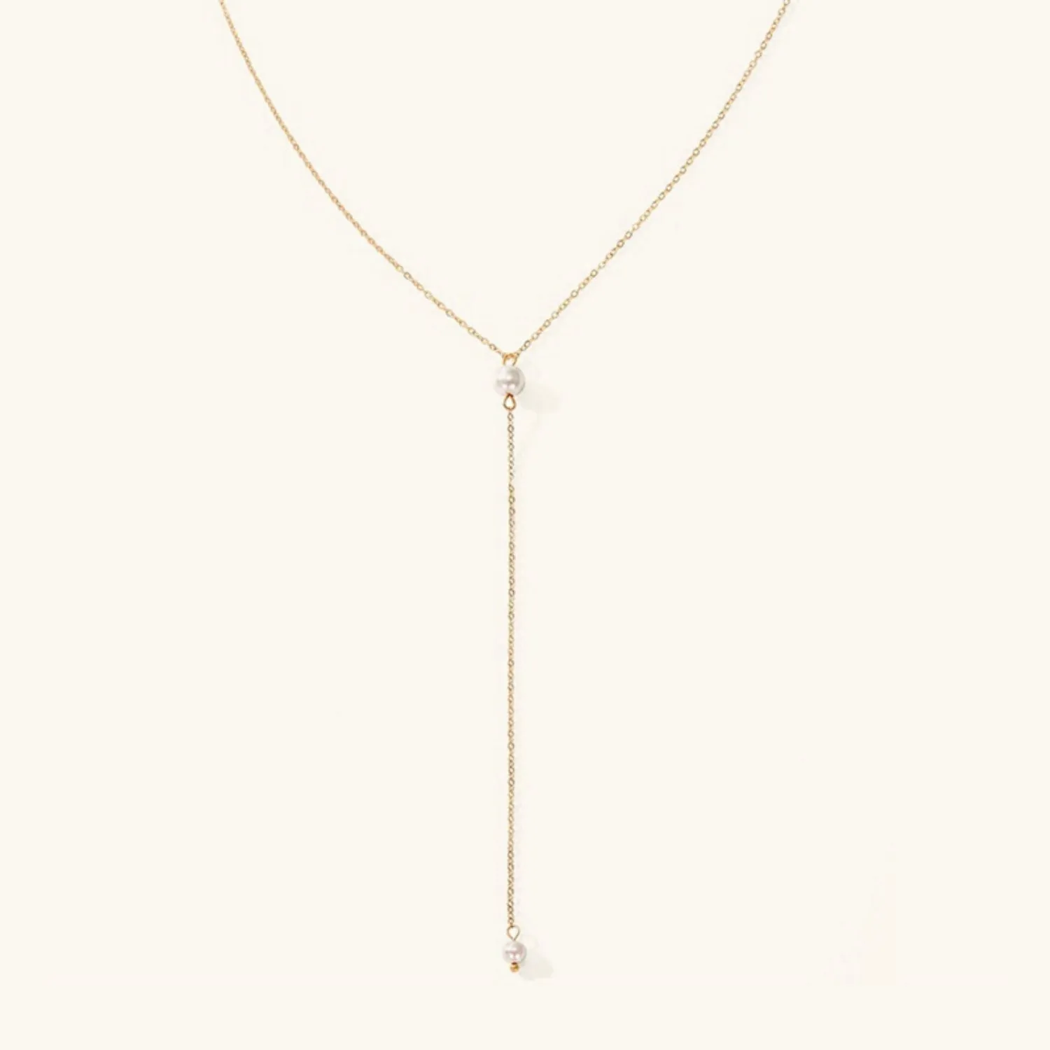 Elegant Pearl Tassel Necklace with Gold-Plated Stainless Steel – 17-Inch Chain sold by Hensley London