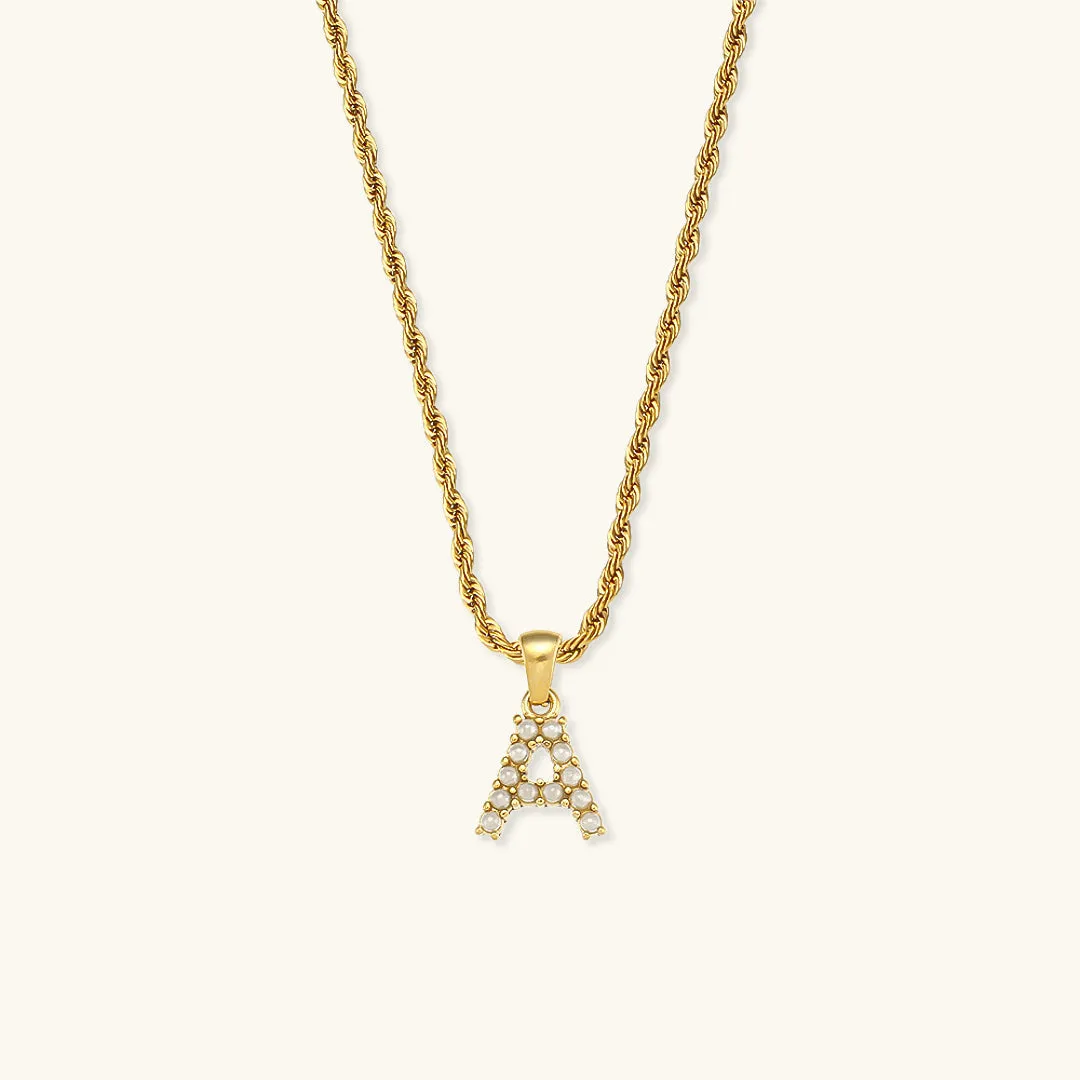 Initial Letter Pearl Necklace with 18k Gold Finish – Waterproof and Hypoallergenic sold by Hensley London