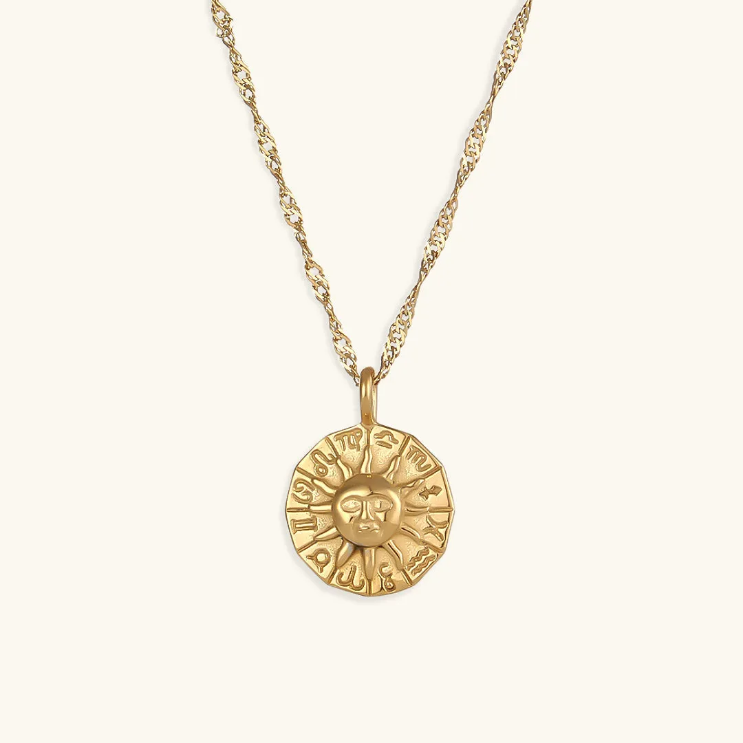 Soleil Gold Necklace – Ethically Sourced Stainless Steel with 18k Gold Plating, Hypoallergenic, Water and Sweat Resistant sold by Hensley London