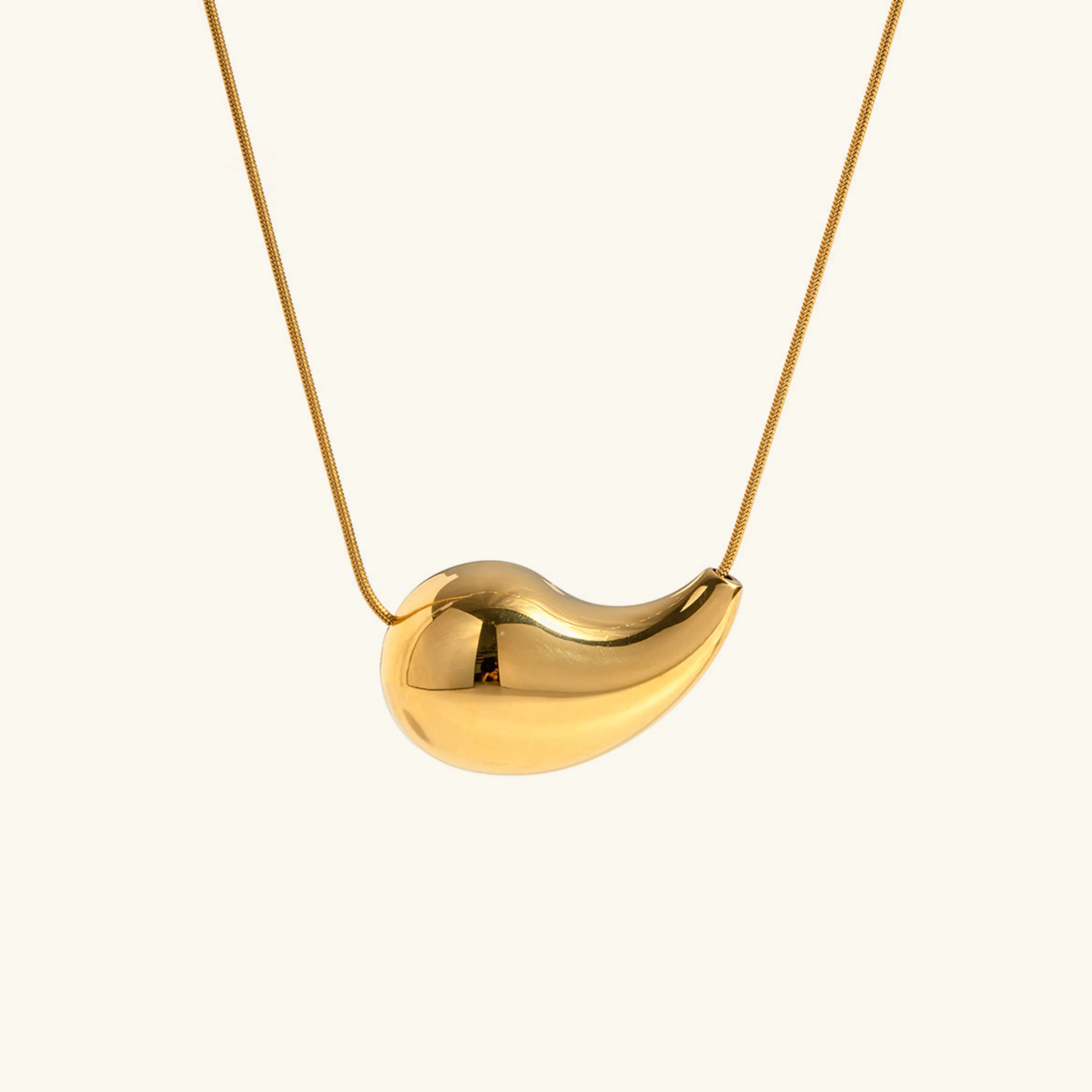 Elegant 18k Gold-Plated Teardrop Necklace – Hypoallergenic Stainless Steel Jewelry for Women, 16-inch Adjustable Length sold by Hensley London