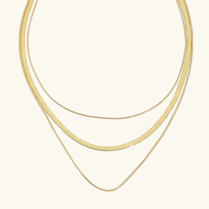 Elegant Gold Layered Necklace for Women – Waterproof, Hypoallergenic Stainless Steel-Plated 18k Gold Chain sold by Hensley London
