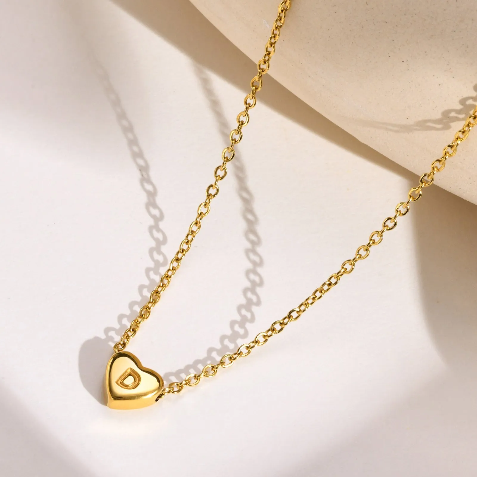 Heart Initial Necklace in Waterproof 18k Gold – Personalized Jewelry for Women, Hypoallergenic and Lightweight, 17 Inches sold by Hensley London product image thumbnail 5