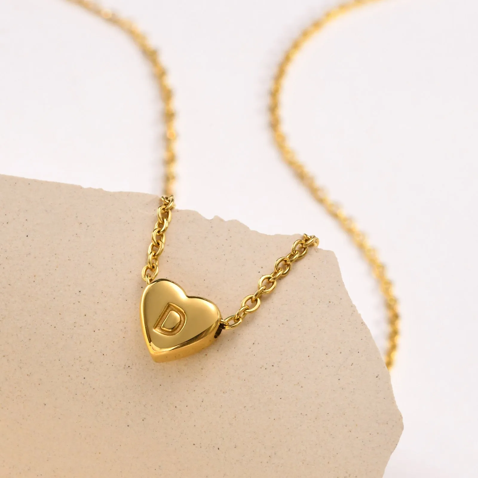 Heart Initial Necklace in Waterproof 18k Gold – Personalized Jewelry for Women, Hypoallergenic and Lightweight, 17 Inches sold by Hensley London product image thumbnail 4