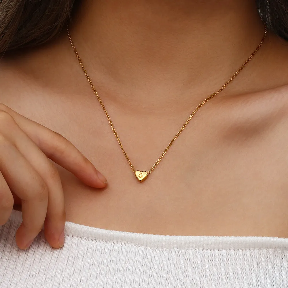 Heart Initial Necklace in Waterproof 18k Gold – Personalized Jewelry for Women, Hypoallergenic and Lightweight, 17 Inches sold by Hensley London product image thumbnail 3