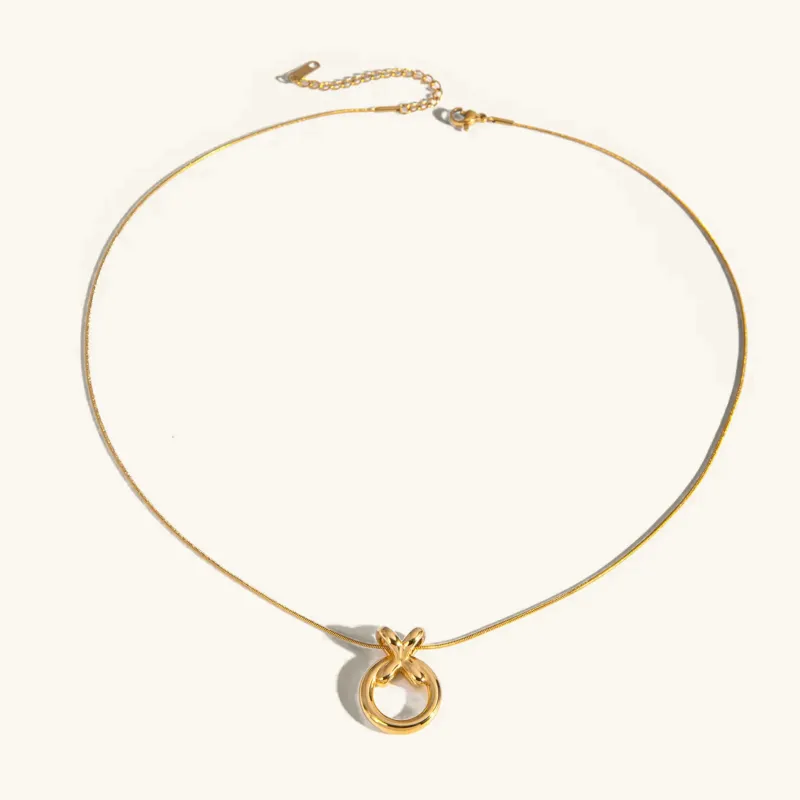 Modern Gold Necklace with Hoop Pendant – Hypoallergenic Stainless Steel, 20-Inch Length, Adjustable Fit sold by Hensley London