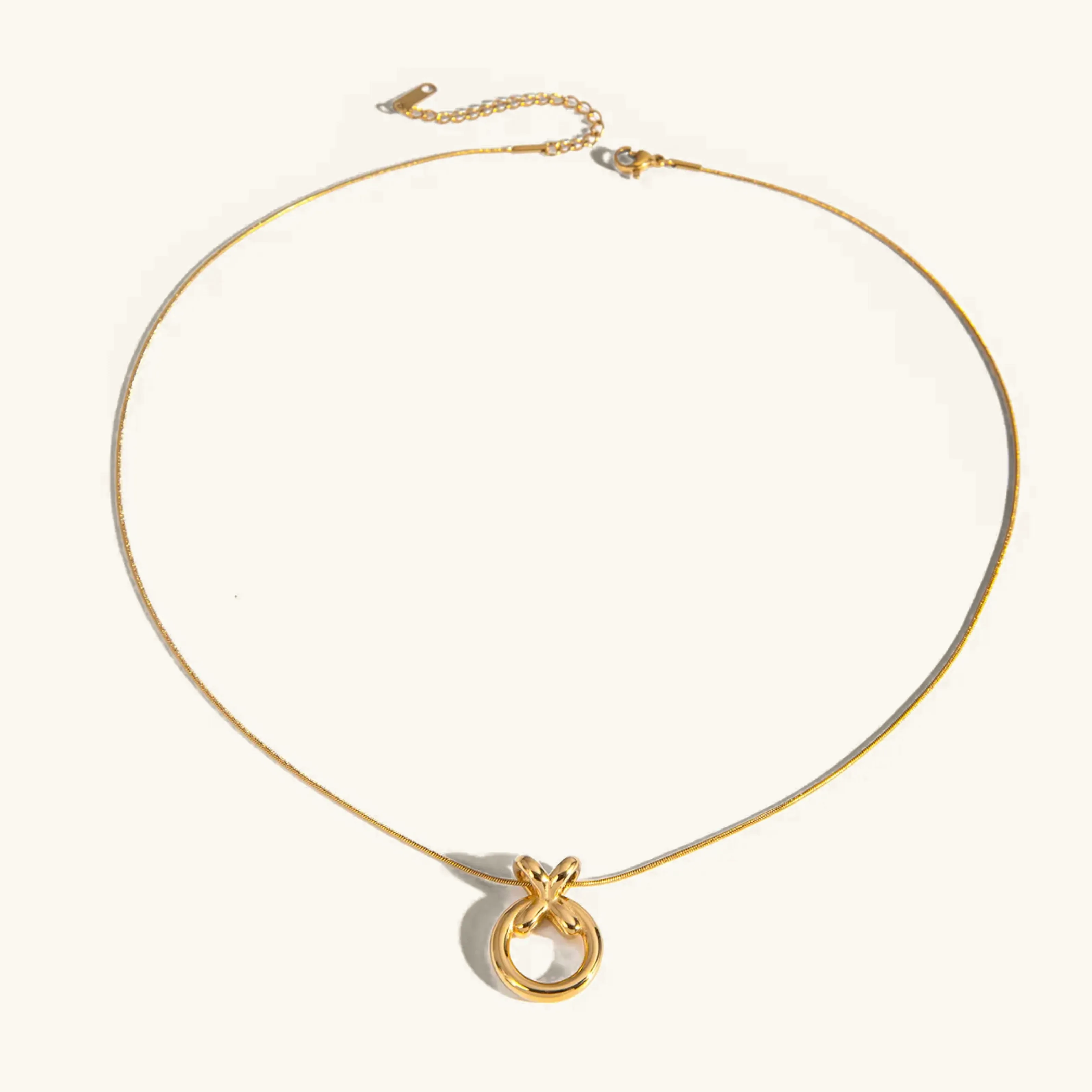 Modern Gold Necklace with Hoop Pendant – Hypoallergenic Stainless Steel, 20-Inch Length, Adjustable Fit sold by Hensley London