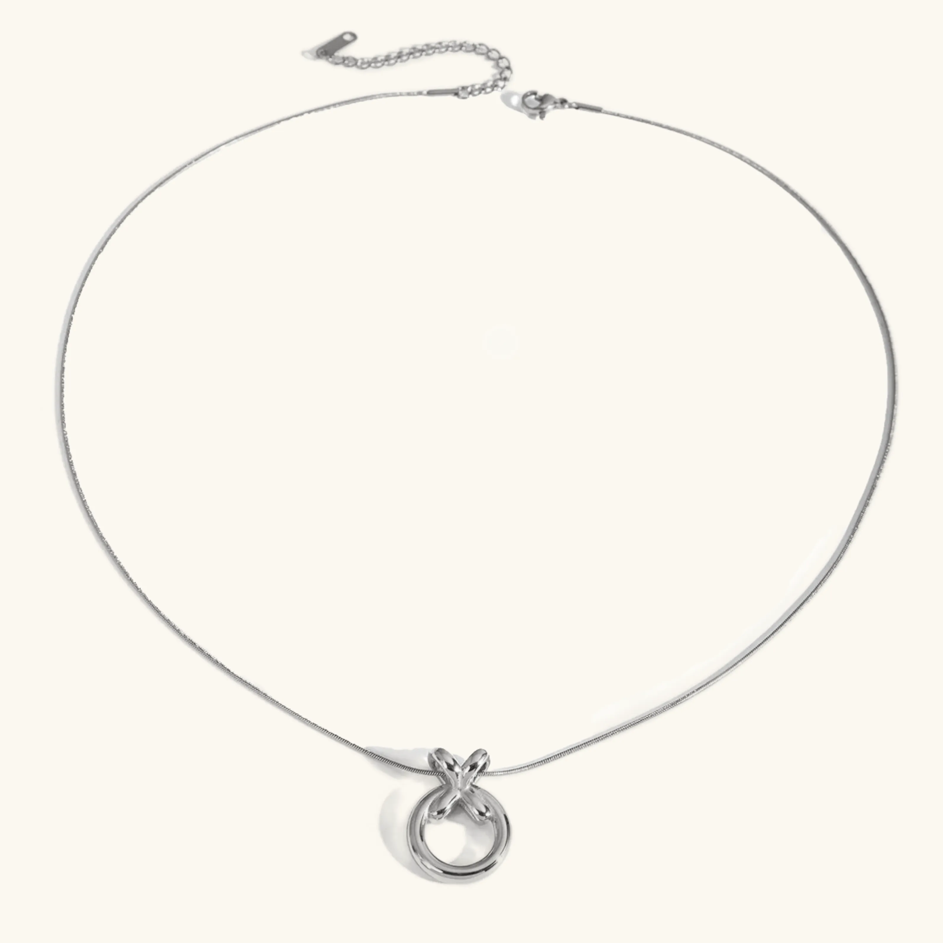 Modern Gold Necklace with Hoop Pendant – Hypoallergenic Stainless Steel, 20-Inch Length, Adjustable Fit sold by Hensley London product image thumbnail 5