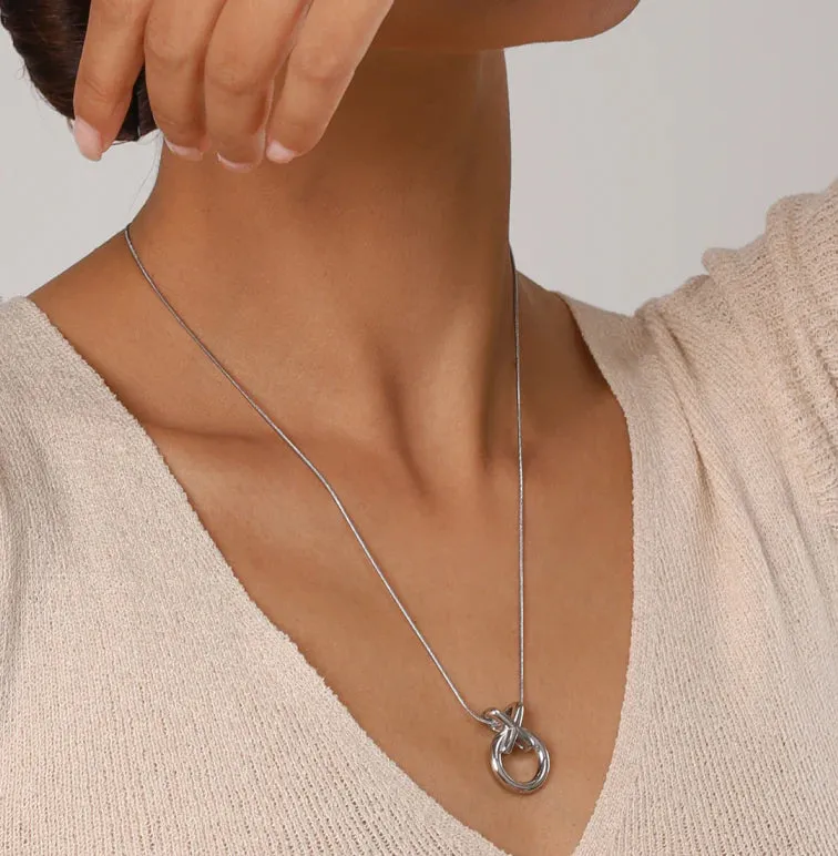 Modern Gold Necklace with Hoop Pendant – Hypoallergenic Stainless Steel, 20-Inch Length, Adjustable Fit sold by Hensley London product image thumbnail 3