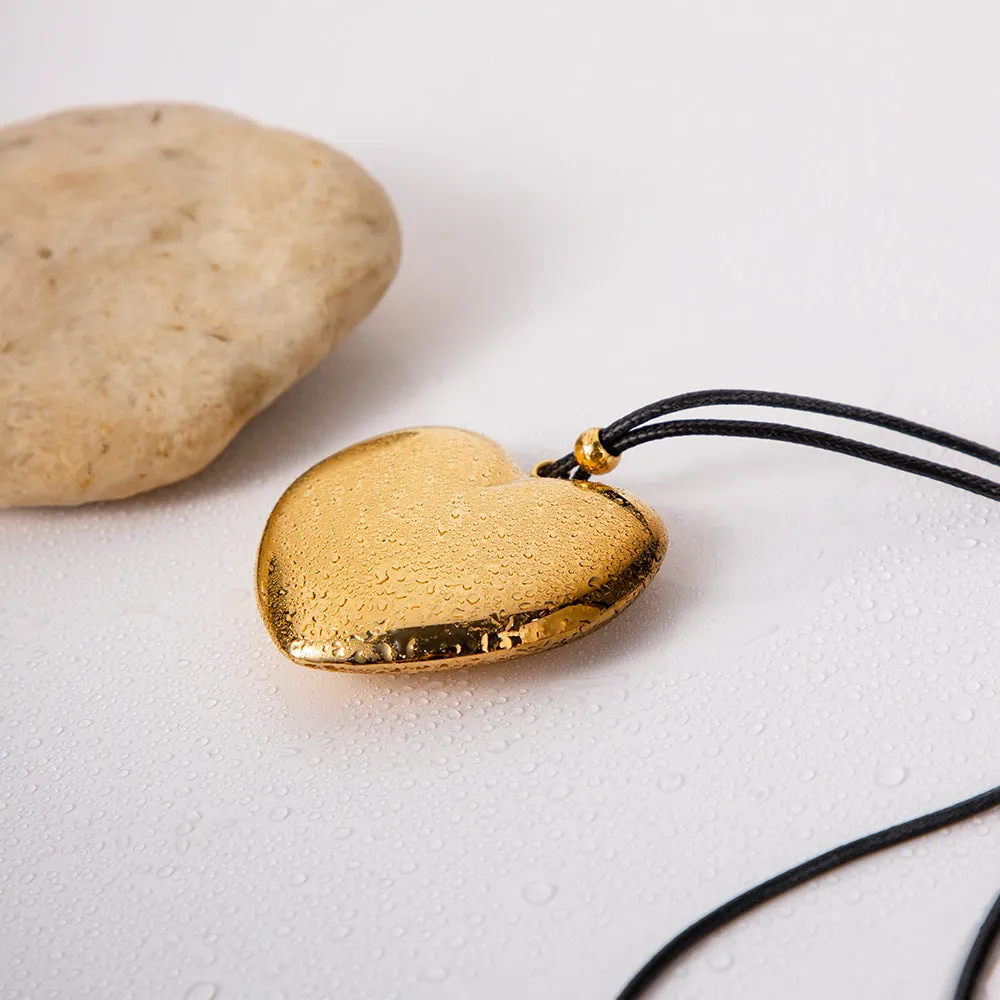 Chunky Gold Heart Pendant Necklace with Black Rope – Hypoallergenic and Waterproof Statement Jewelry for Women sold by Hensley London product image thumbnail 3