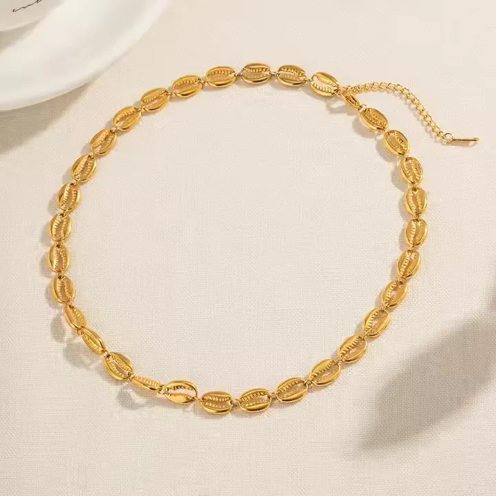 Gold Seashell Necklace for Women – 18k Gold-Plated, Waterproof, Hypoallergenic, 16-Inch Adjustable Chain sold by Hensley London product image thumbnail 5