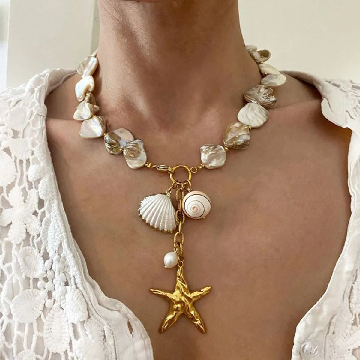 Ocean-Inspired Necklace with Gold Charms – Waterproof and Hypoallergenic Seafarer Design sold by Hensley London product image thumbnail 5