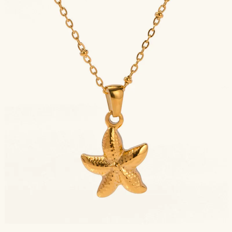 Elegant 18k Gold-Plated Starfish Pendant Necklace – Waterproof and Hypoallergenic Jewelry sold by Hensley London