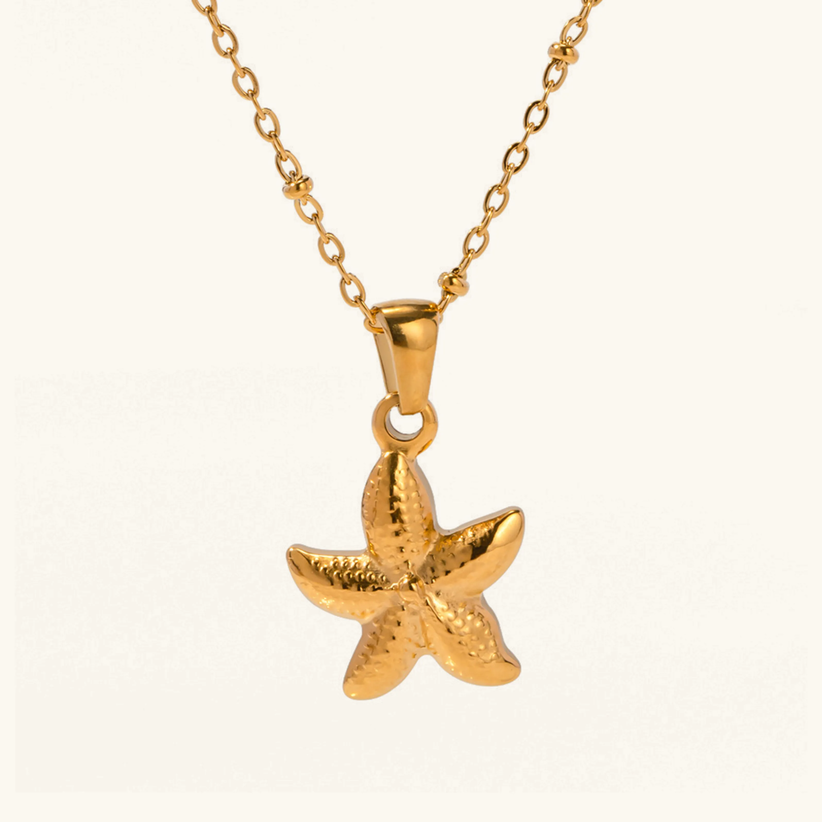 Elegant 18k Gold-Plated Starfish Pendant Necklace – Waterproof and Hypoallergenic Jewelry sold by Hensley London