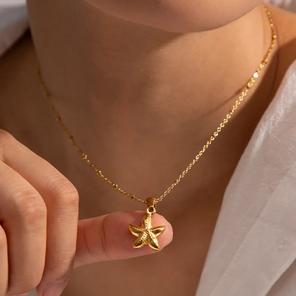 Elegant 18k Gold-Plated Starfish Pendant Necklace – Waterproof and Hypoallergenic Jewelry sold by Hensley London product image thumbnail 2