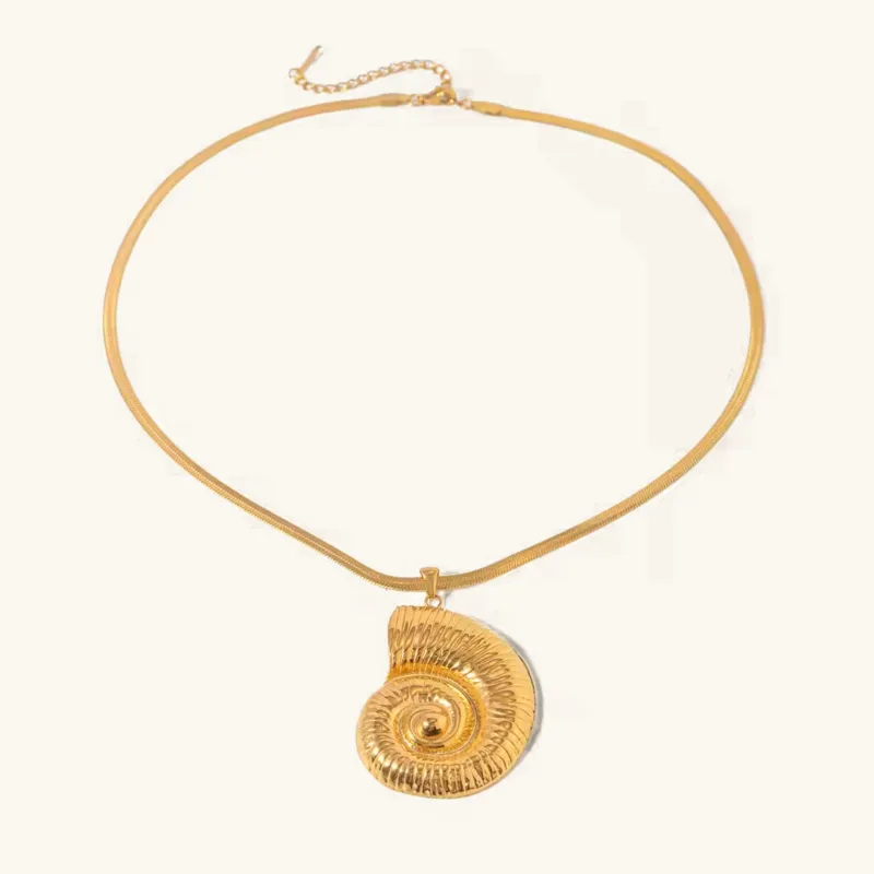 Nautilus Shell Pendant Gold Necklace on 18k Gold Chain – Waterproof, Hypoallergenic Jewelry for Women sold by Hensley London