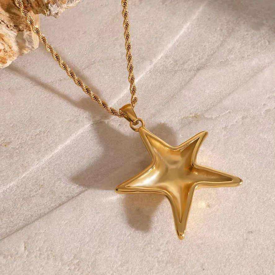 Gold Starfish Necklace for Women – Elegant 18k Gold Plated Pendant on Waterproof Chain, Hypoallergenic and Lightweight sold by Hensley London product image thumbnail 5