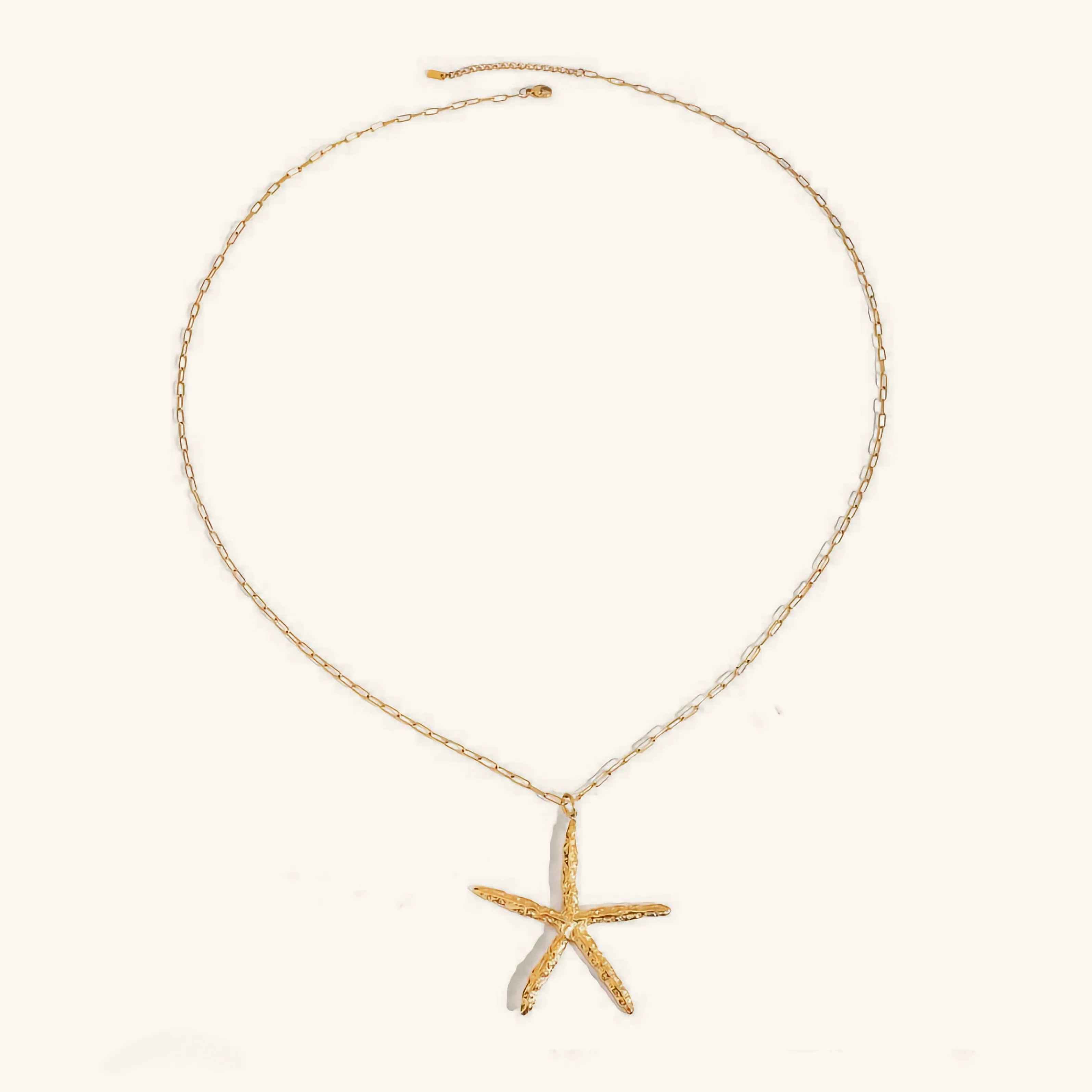 Oversized Starfish Necklace in 18k Gold-Plated Stainless Steel – Waterproof, Hypoallergenic, 30-Inch Adjustable Length sold by Hensley London