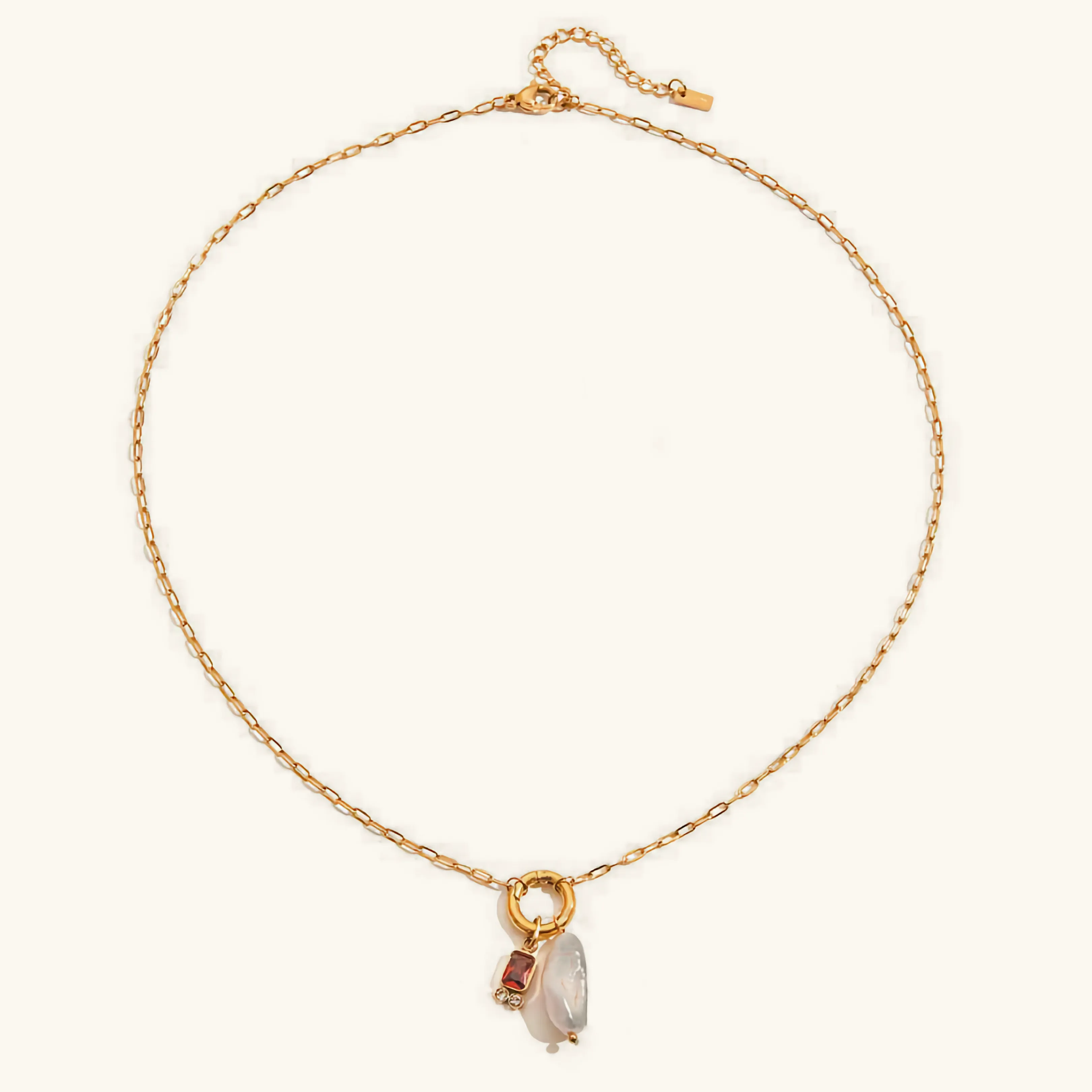Elegant Pearl Necklace with Birthstone Pendant – Hypoallergenic 18k Gold-Plated Jewelry sold by Hensley London