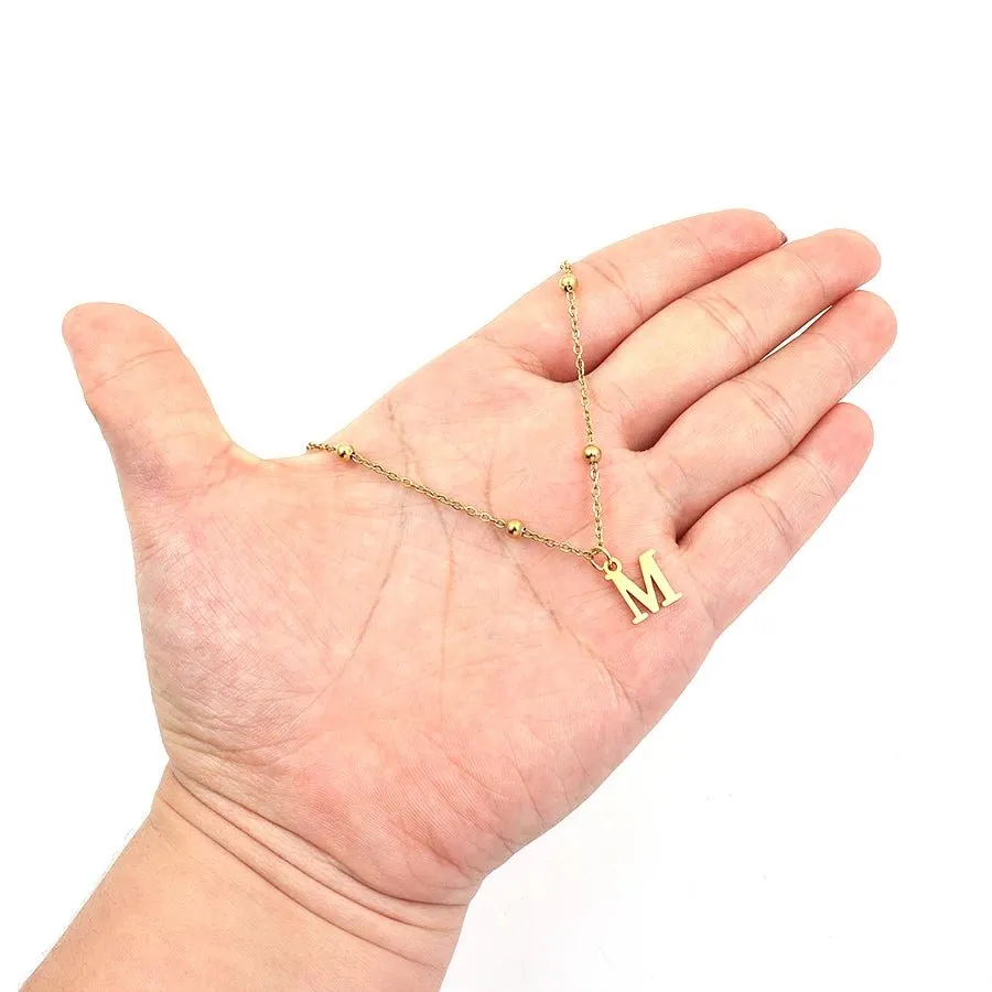 Personalized Gold Initial Necklace with Dainty Satellite Chain – Adjustable Length Women's Jewelry sold by Hensley London product image thumbnail 2