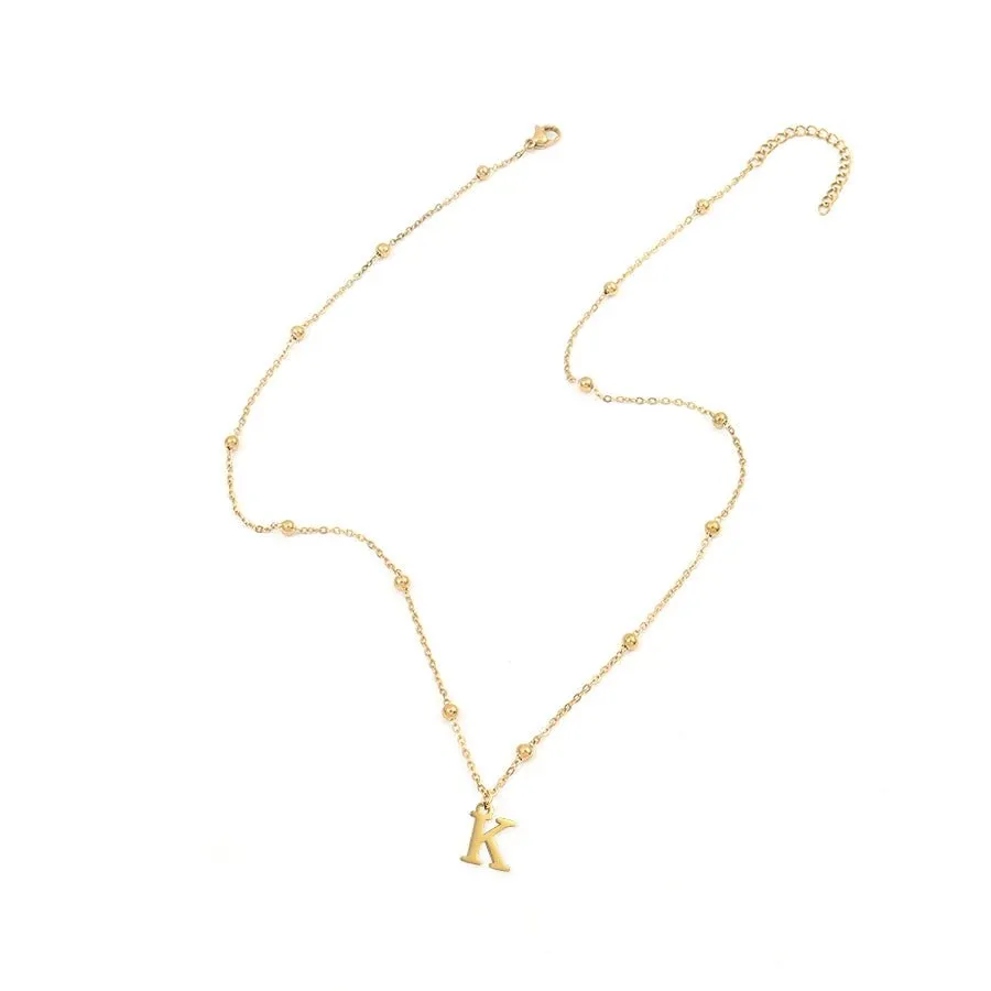 Personalized Gold Initial Necklace with Dainty Satellite Chain – Adjustable Length Women's Jewelry sold by Hensley London product image thumbnail 3