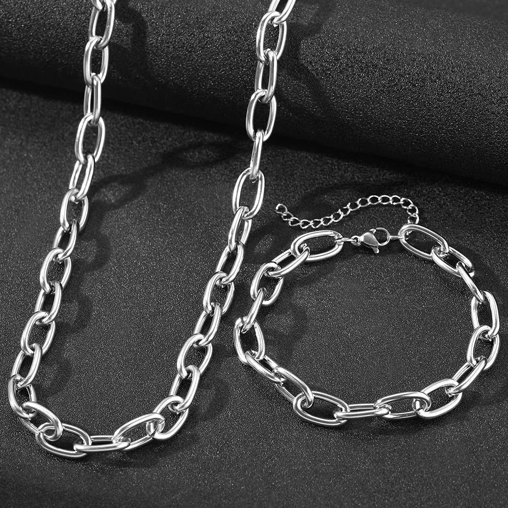 Simple Paperclip Necklace & Bracelet Set - Minimalist Gold and Silver Jewelry for Women sold by Hensley London product image thumbnail 4