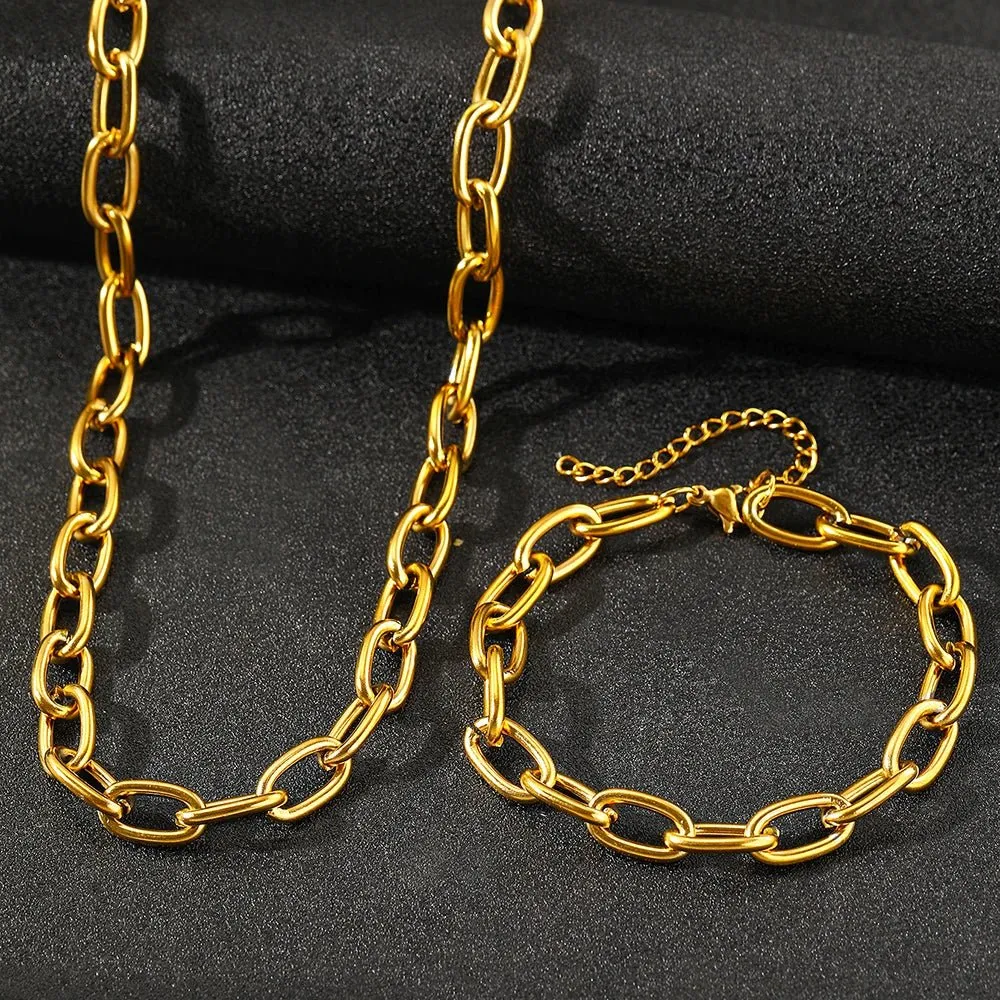 Simple Paperclip Necklace & Bracelet Set - Minimalist Gold and Silver Jewelry for Women sold by Hensley London product image thumbnail 3