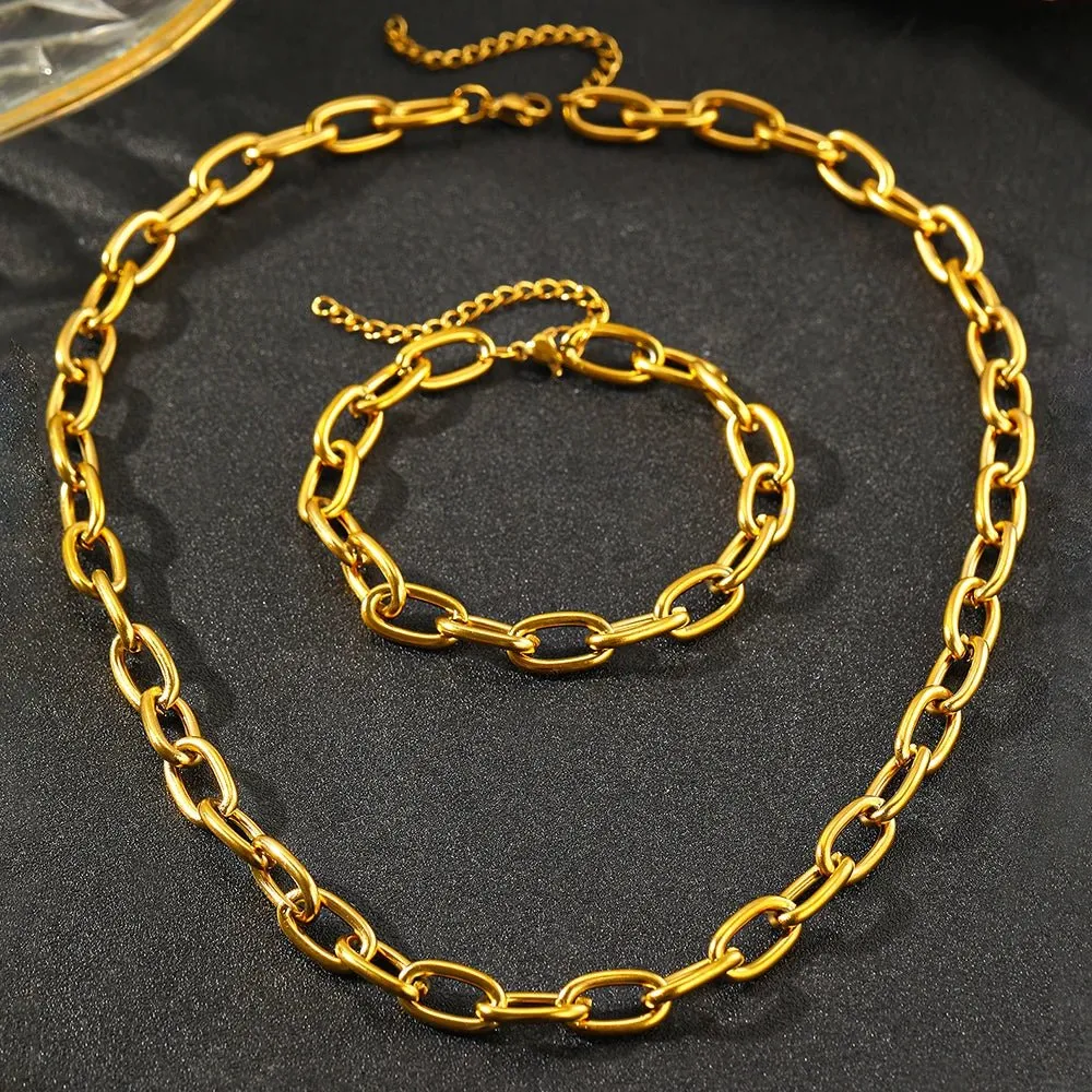 Simple Paperclip Necklace & Bracelet Set - Minimalist Gold and Silver Jewelry for Women sold by Hensley London product image thumbnail 5