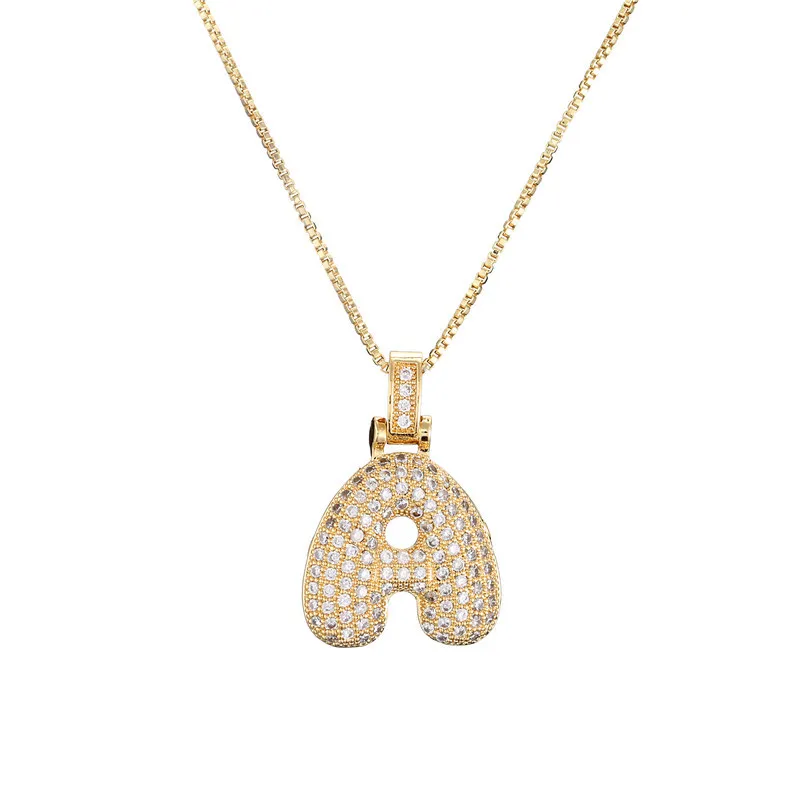 14k Gold-Plated Initial Necklace with Zircon Accents – Dazzling Bubble Letter Design sold by Hensley London product image thumbnail 4
