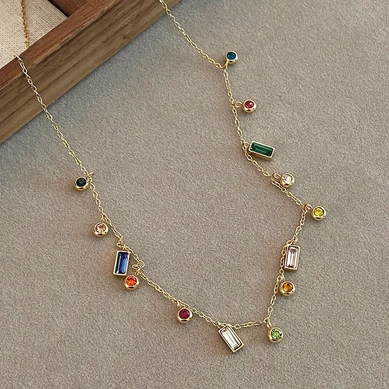 Gold Choker Necklace with Dainty Crystals – Adjustable Chain and Vibrant Zircon Accents for Elegant Style sold by Hensley London product image thumbnail 4