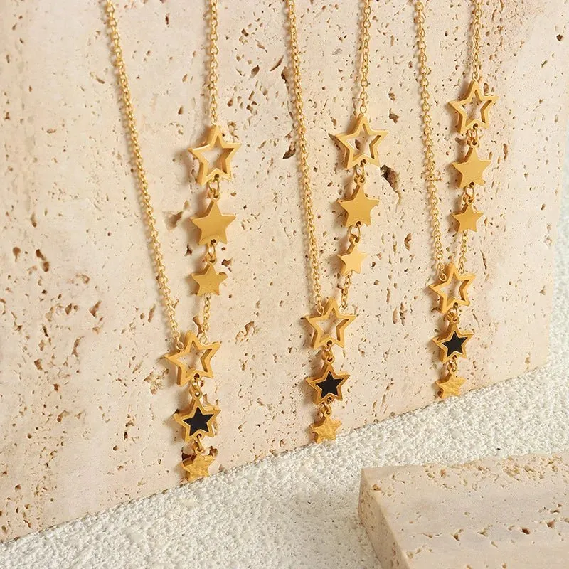 Shooting Star Gold Necklace with Dangling Stars – Elegant Gold Chain Jewelry for Women sold by Hensley London product image thumbnail 3