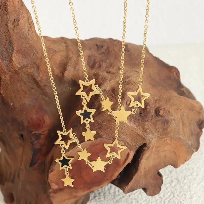 Shooting Star Gold Necklace with Dangling Stars – Elegant Gold Chain Jewelry for Women sold by Hensley London product image thumbnail 4