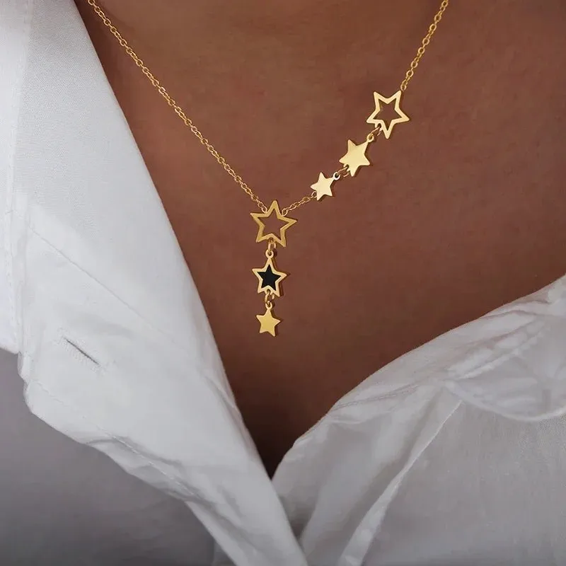 Shooting Star Gold Necklace with Dangling Stars – Elegant Gold Chain Jewelry for Women sold by Hensley London product image thumbnail 2