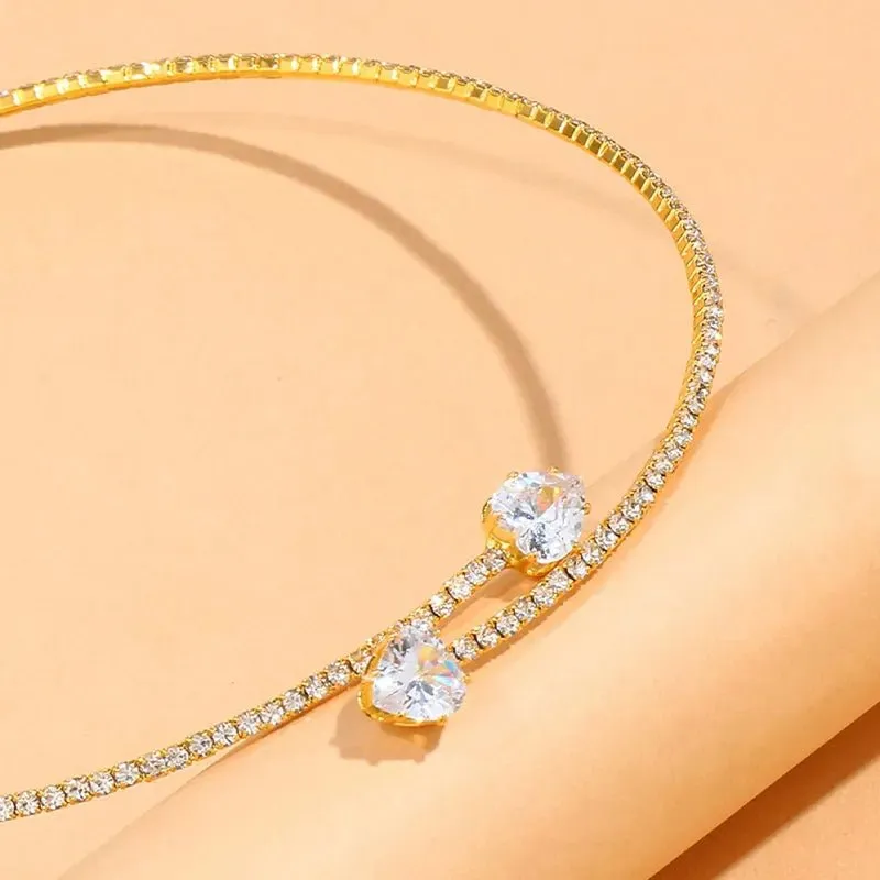 Gold Choker Necklace with Diamond Heart Design – Adjustable Open Cuff for Women, Elegant Statement Jewelry sold by Hensley London product image thumbnail 5