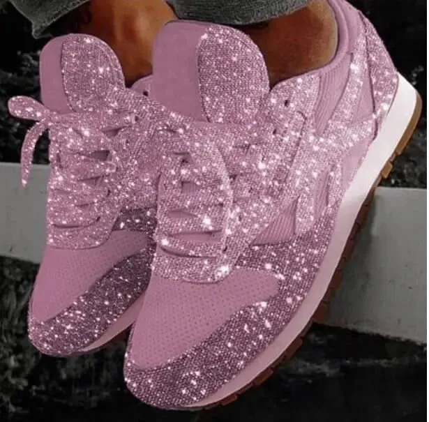 Women's Casual Glitter Sneakers with Sequin Embellishments – Stylish Lace-Up Design sold by Hensley London product image thumbnail 2