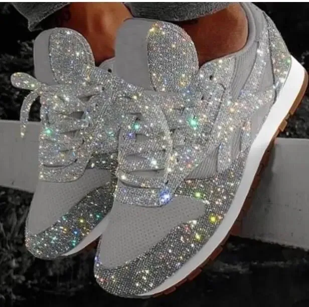 Women's Casual Glitter Sneakers with Sequin Embellishments – Stylish Lace-Up Design sold by Hensley London product image thumbnail 3