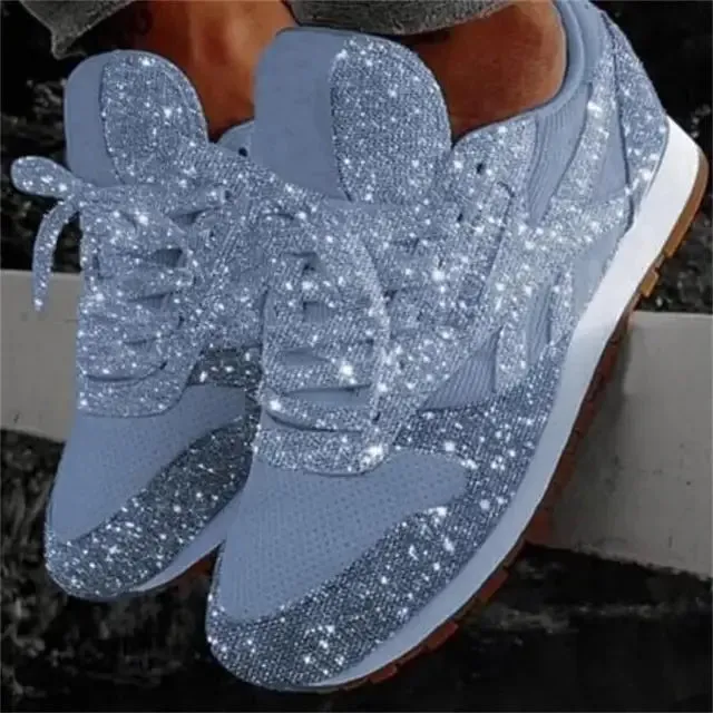 Women's Casual Glitter Sneakers with Sequin Embellishments – Stylish Lace-Up Design sold by Hensley London product image thumbnail 4