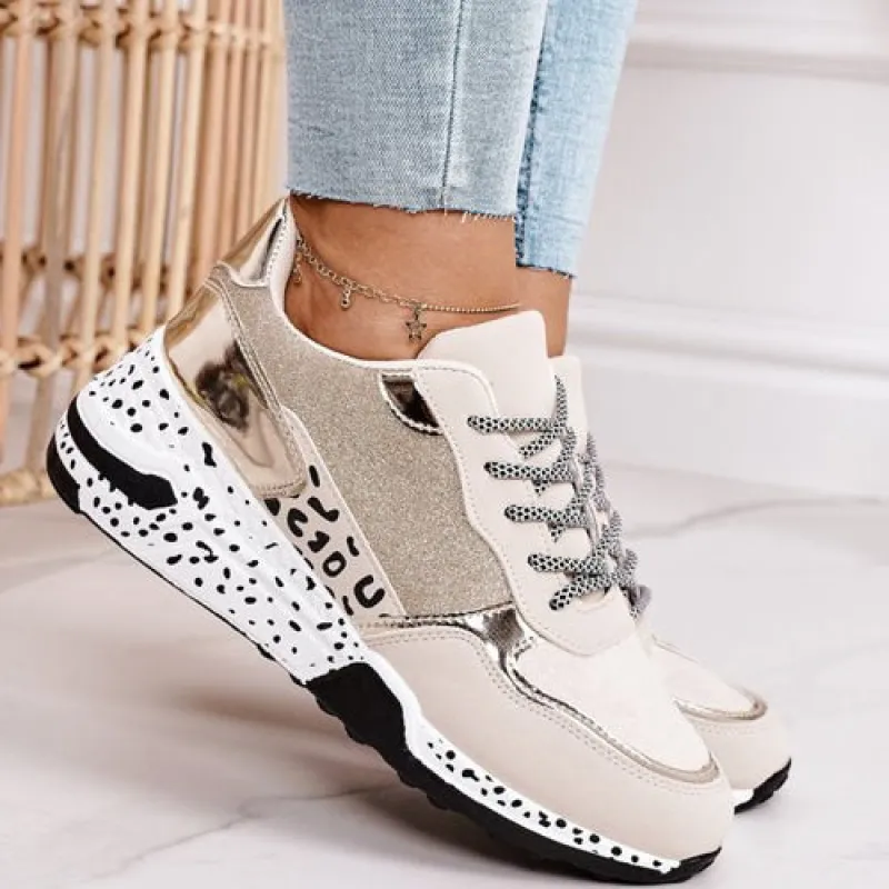 Women's Trendy Fashion Sneakers with Cushioned Sole and Metallic Accents sold by Hensley London