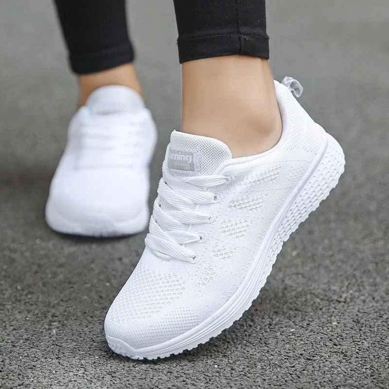 Women's Lightweight Breathable Slip-On Sneakers – Comfortable White Sneakers for Casual Wear and All-Day Support sold by Hensley London