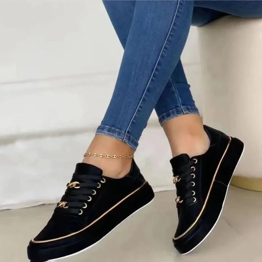 Women's White Trainers with Gold Accent – Stylish Low-Top Sneakers for Comfort and Versatility sold by Hensley London product image thumbnail 5