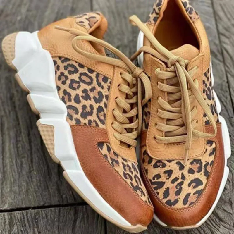Women's Leopard Print Sneakers with Chunky Sole – Stylish Casual Footwear for Everyday Wear sold by Hensley London