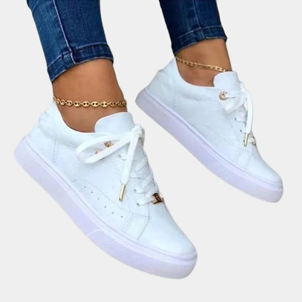 Women's Low-Top Fashion Sneakers with Embossed Floral Pattern and Lace-Up Design sold by Hensley London product image thumbnail 4