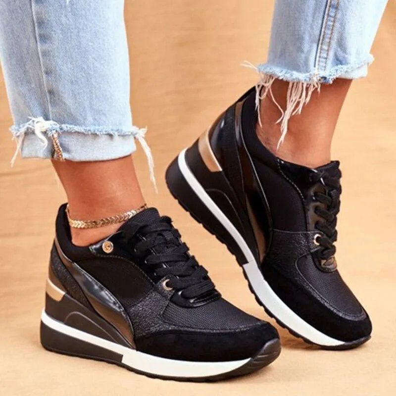 Women's Lace-Up Fashion Sneakers with Breathable Mesh and Faux Leather – Stylish Platform Sole sold by Hensley London product image thumbnail 5