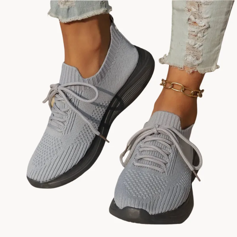 Women's Lightweight Knitted Sneakers – Slip-On Lace-Up Casual Shoes for Everyday Wear sold by Hensley London