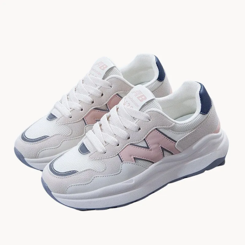 Women's Lace-Up Sneakers with Cushioned Sole – Suede and Mesh Casual Sneakers for Everyday Wear sold by Hensley London