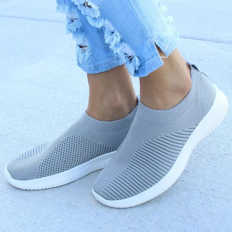 Women's Lightweight Slip-On Sneakers with Breathable Knit Upper for Casual Comfort sold by Hensley London